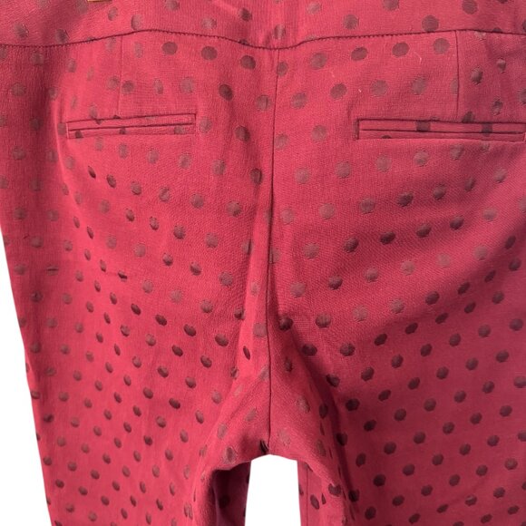 Talbots Signature Red Ankle Cropped Pants Dotted Texture Slim Flat Front 6 EUC - Picture 5 of 8